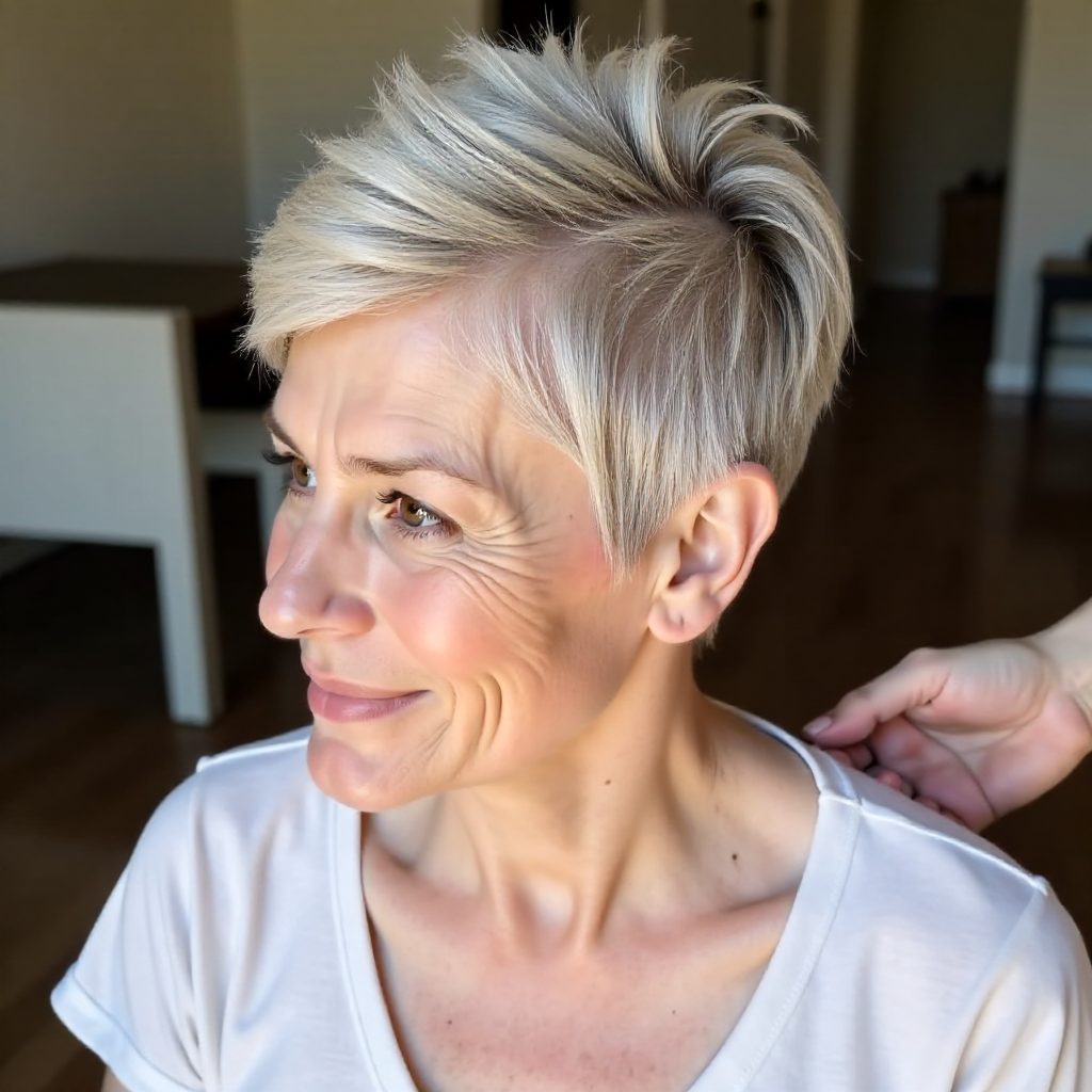 Short Textured Pixie and Glasses for Women over 60