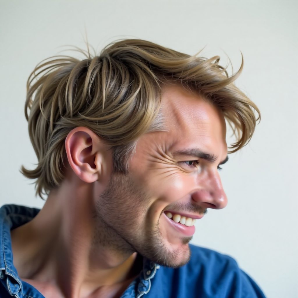 Longer Curly Hair with Faded Sides