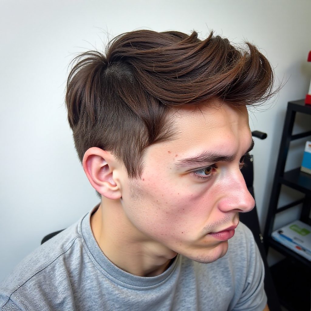 Short Sides Long Top Hairstyle for Men with Thick Wavy Hair