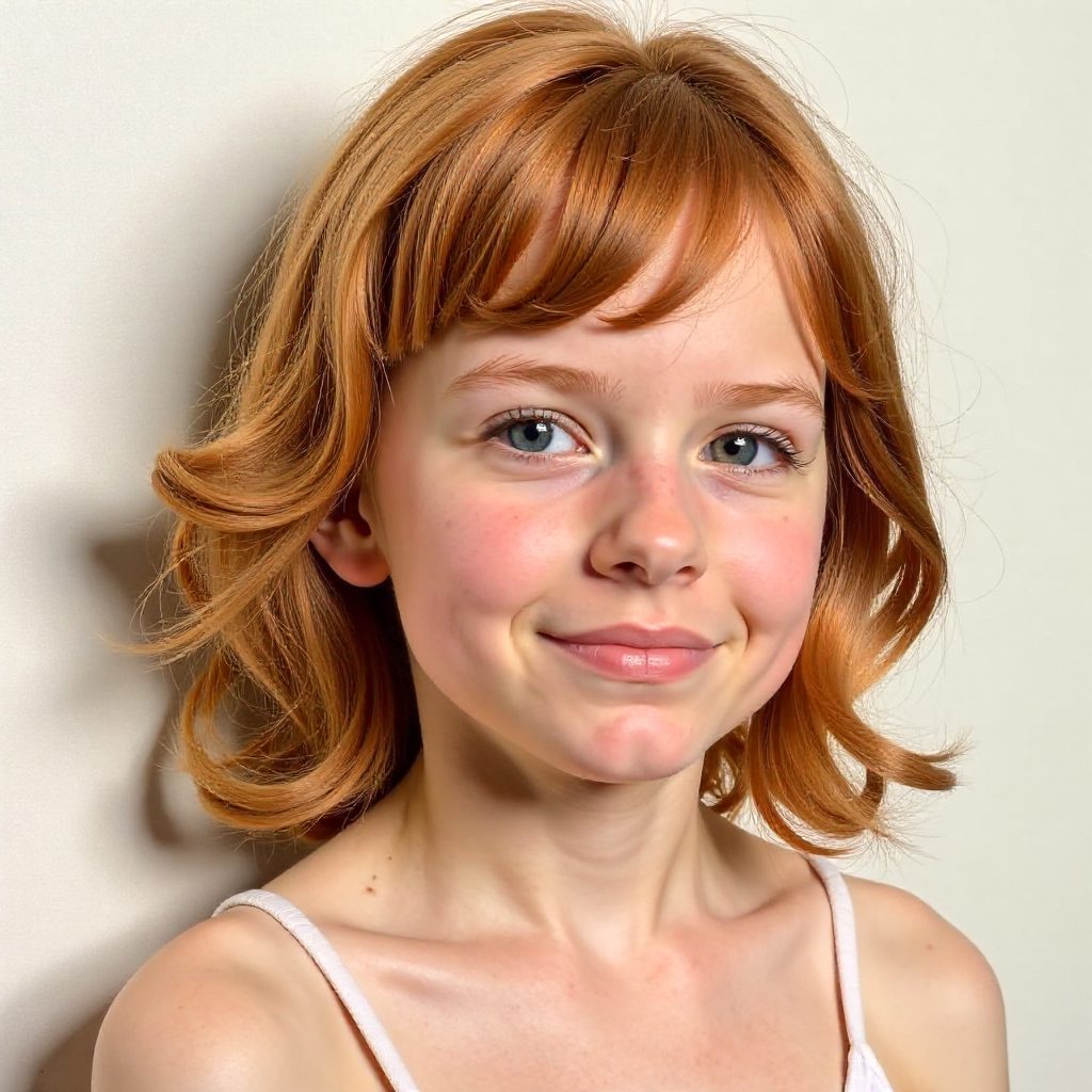 Cute Short Ginger Shag for Round Face Shape