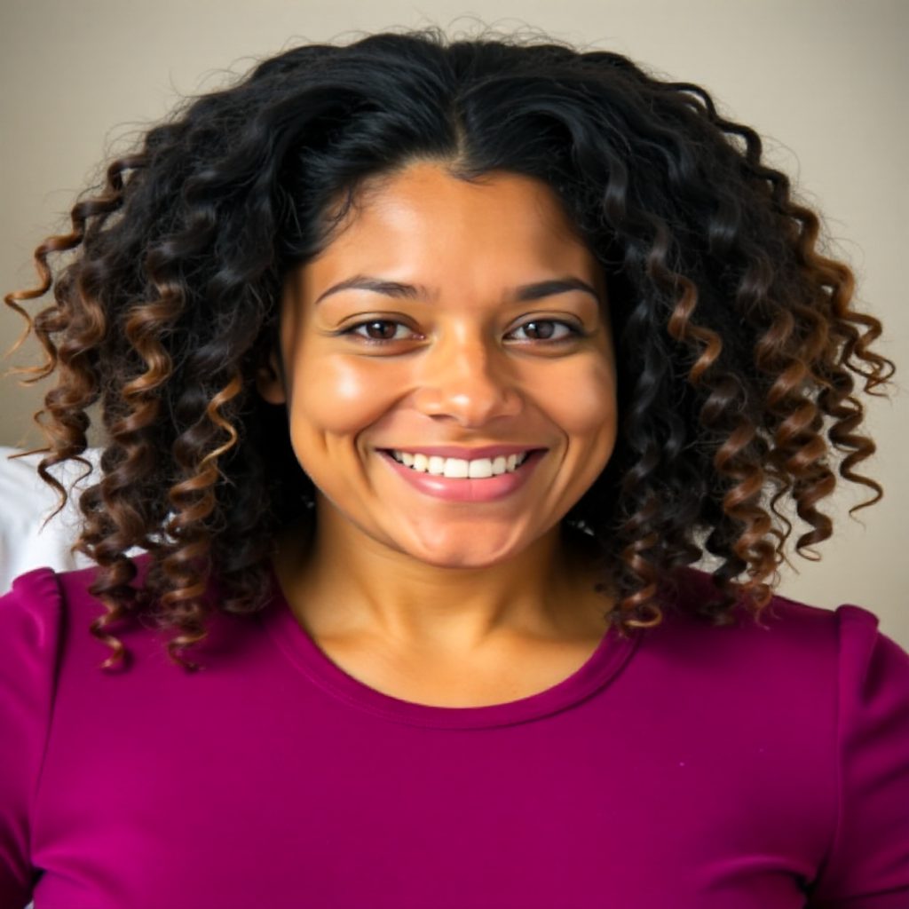 Big Curly Hair Style with Blonde Babylights