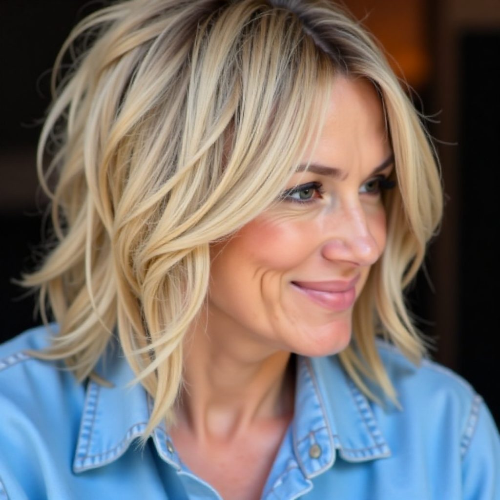 Platinum Blonde Bob with Body Wave for over 40
