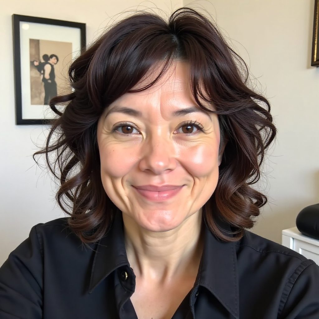 Cute Curly Shag with Micro Bangs for Plus Size over 40