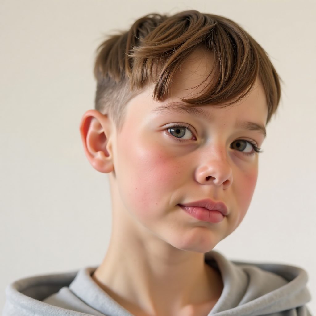 Short Blonde Men's Hair with Mid Length Bangs
