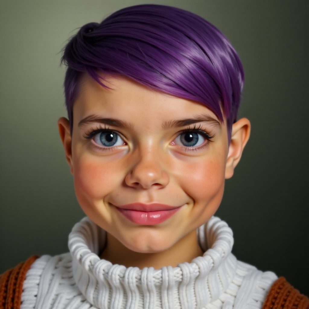 Purple Pixie with Short Cut Sides for Women