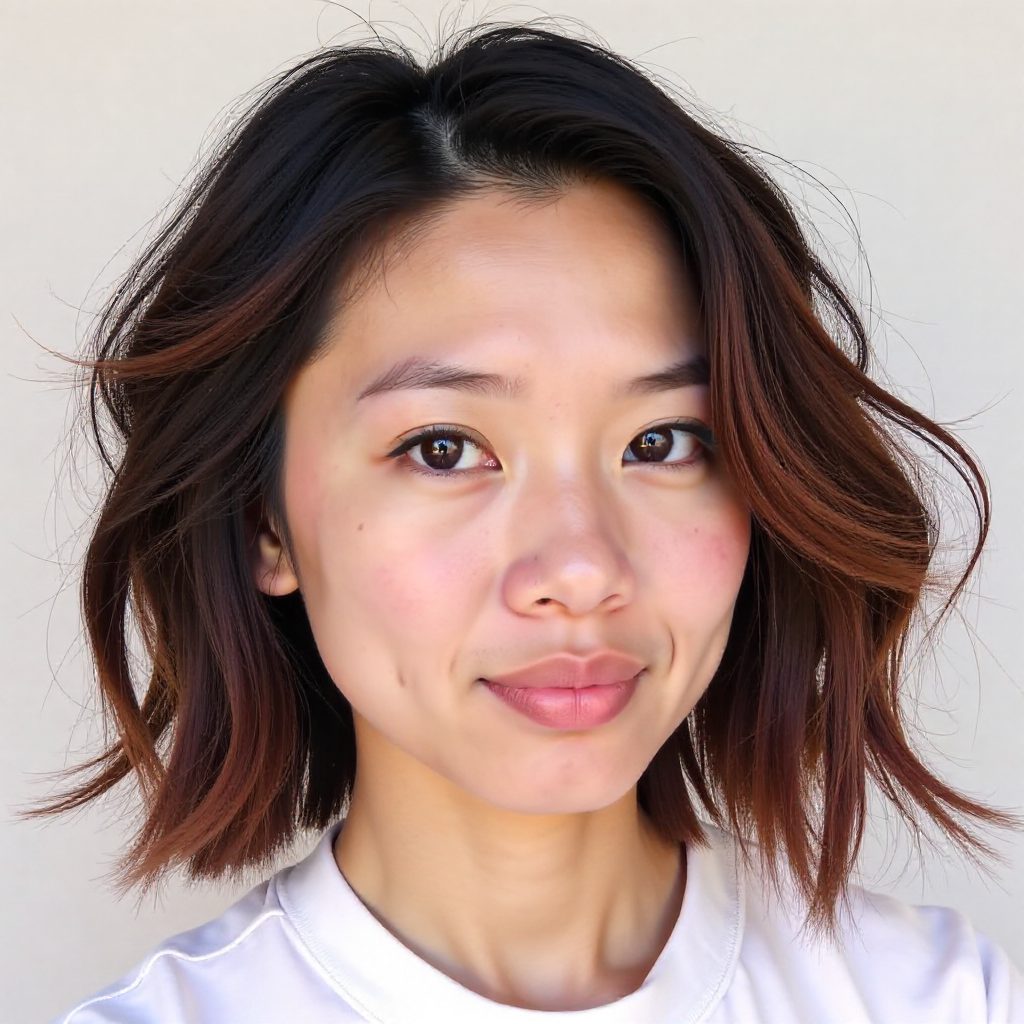 Side Part Balayage Bob for Thin Hair and Round Face