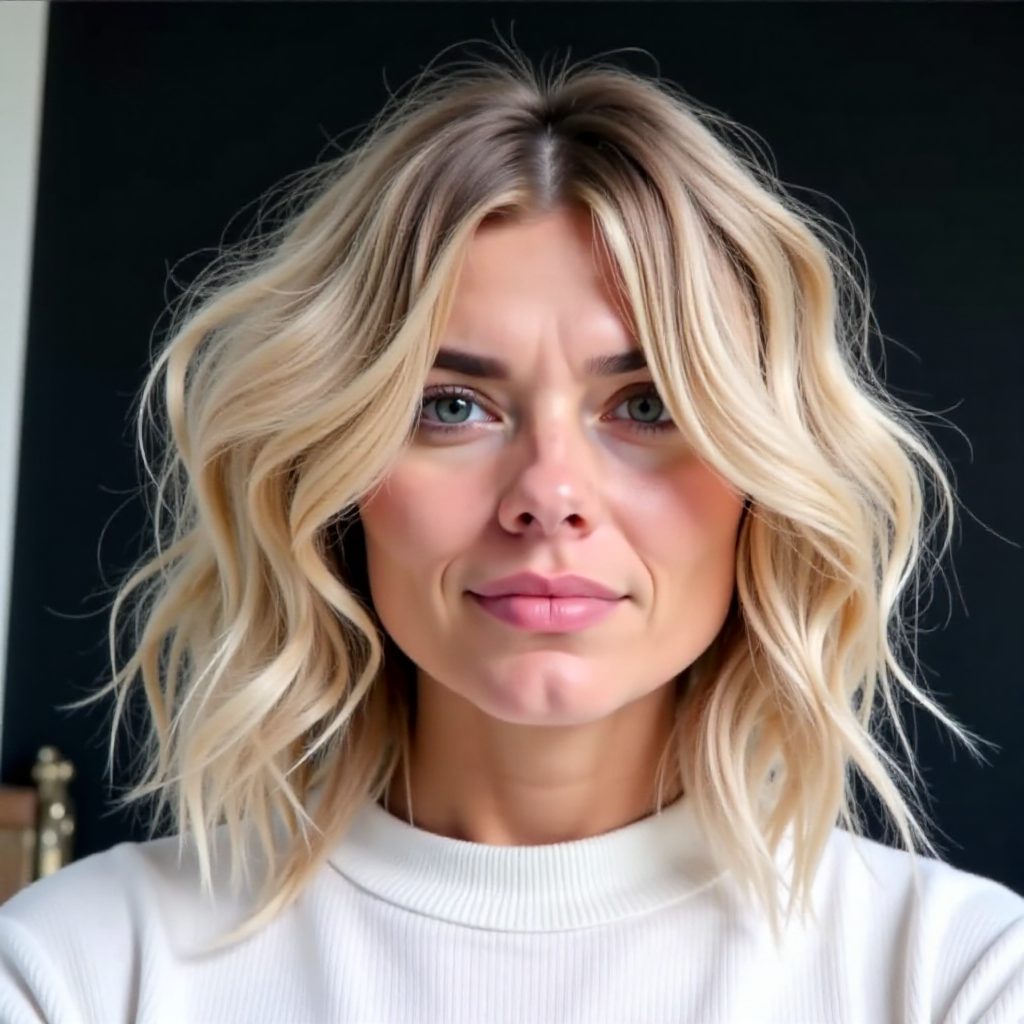 Blonde Butterfly Bob Cut for Fuller Faces