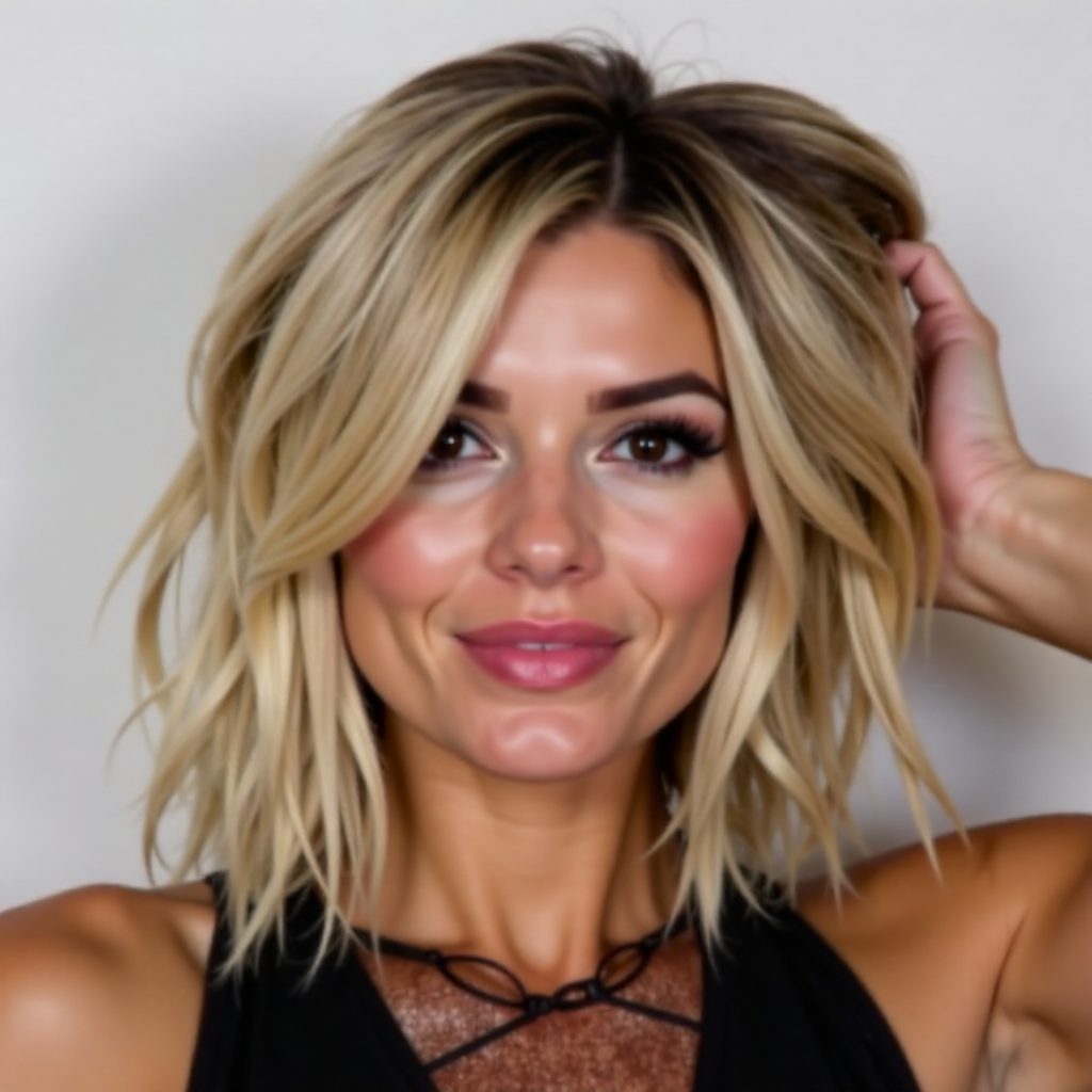 Side Part Blonde Tousled Bob for Thin Hair and Round Face