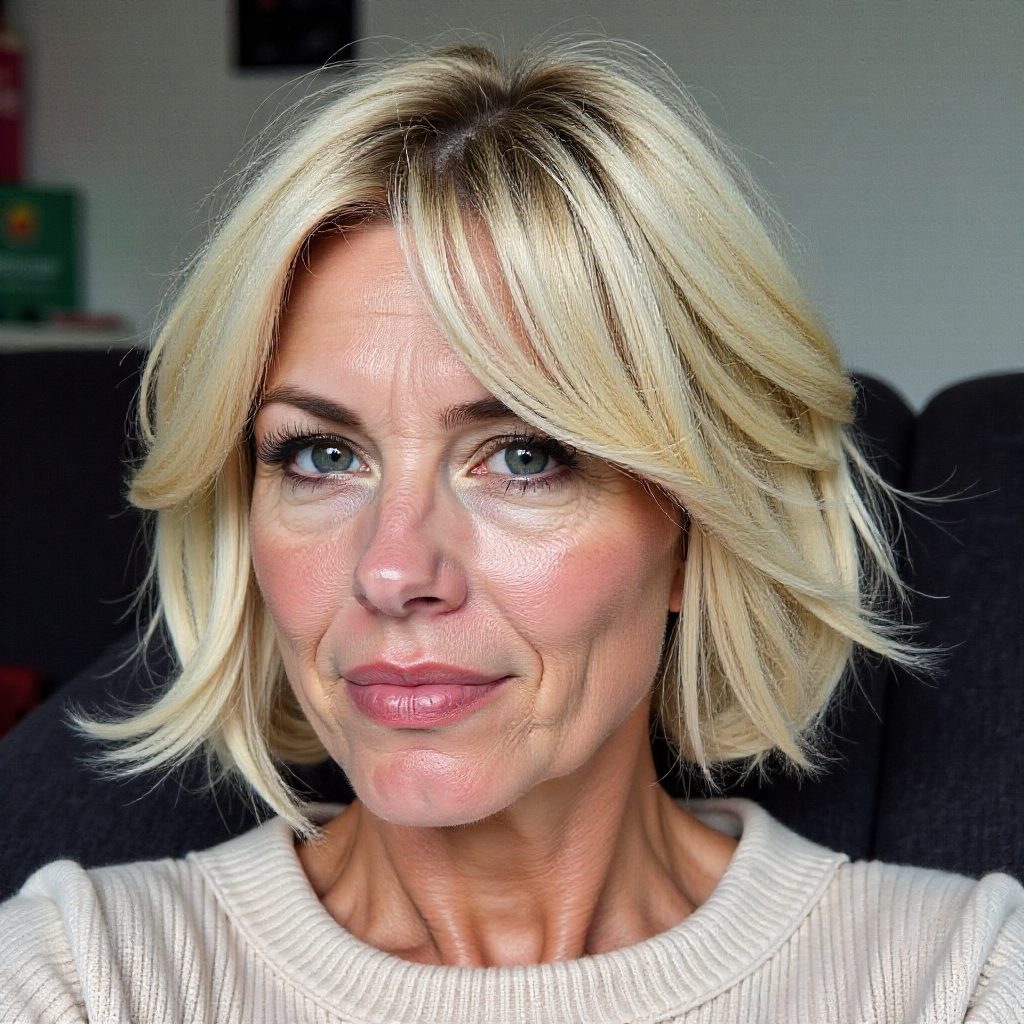 Short Bob with Curtain bangs for Thin Hair and Round Face