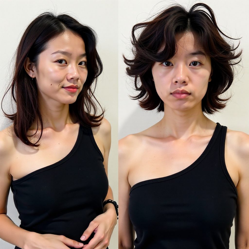 Short Rounded Haircut for Large Curls