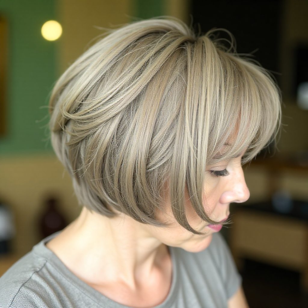 Short Dirty Blonde Inverted Bob