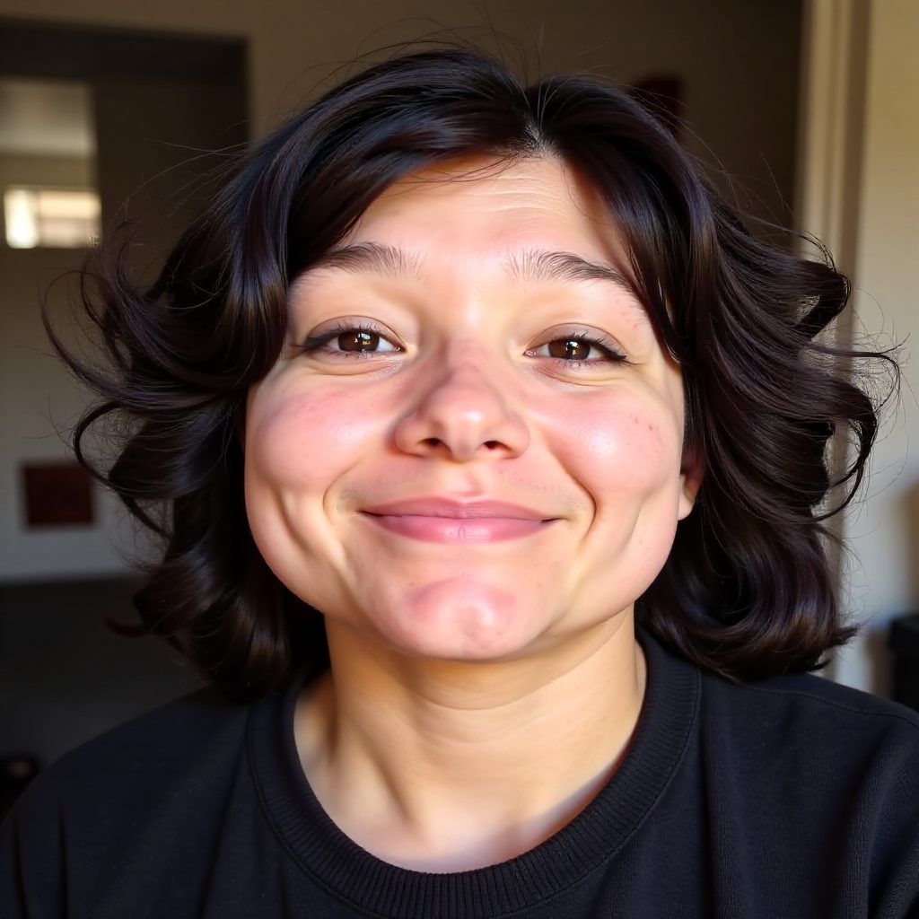 Curly Layered Bob for Round Face