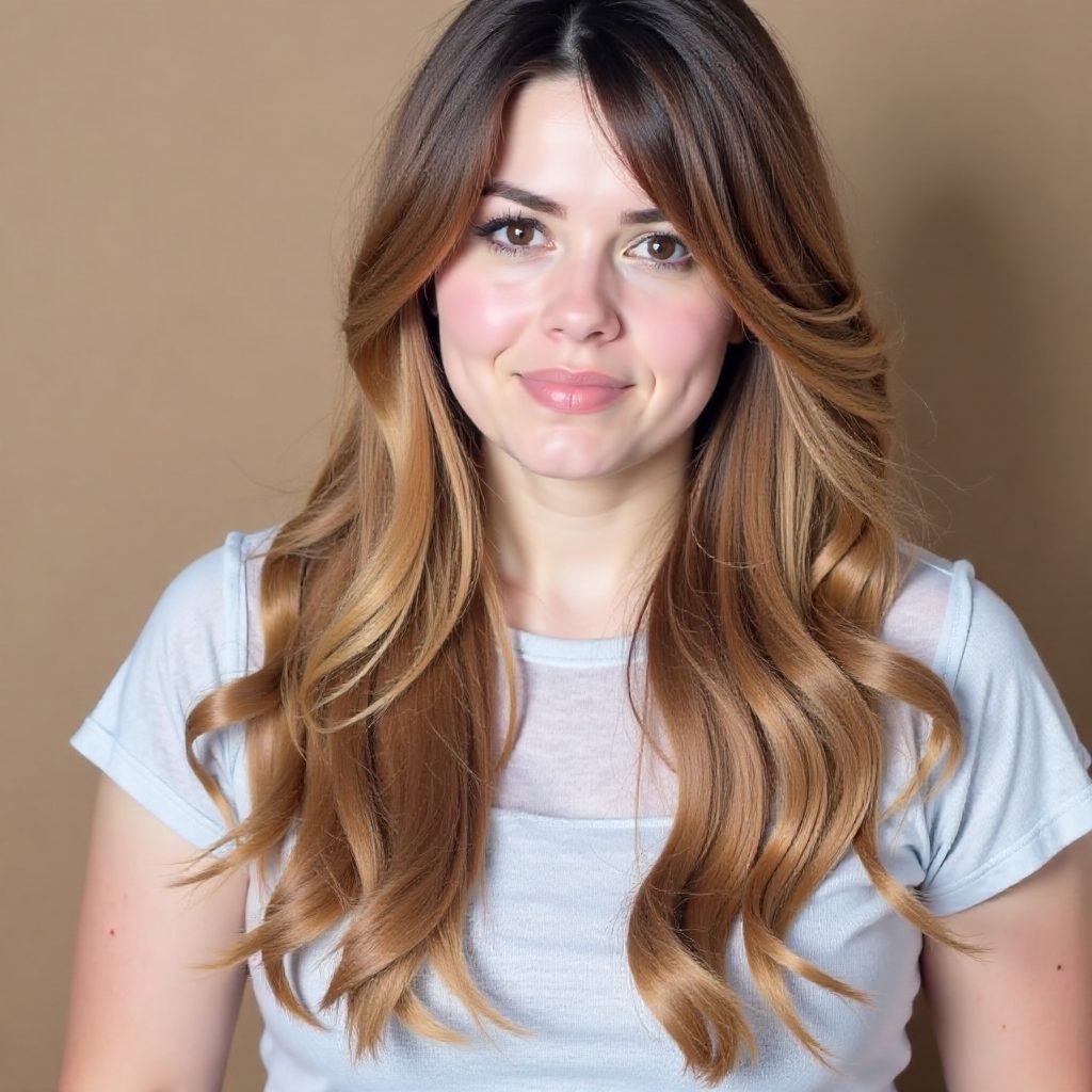 Caramel Ombre on Wavy Cinnamon Locks