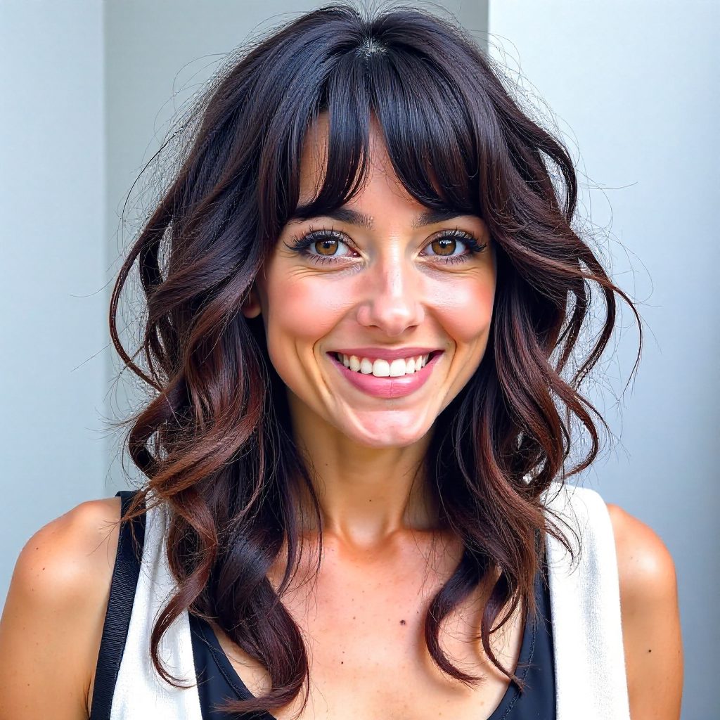 Shaggy Hairdo with Flipped Curtain Bangs