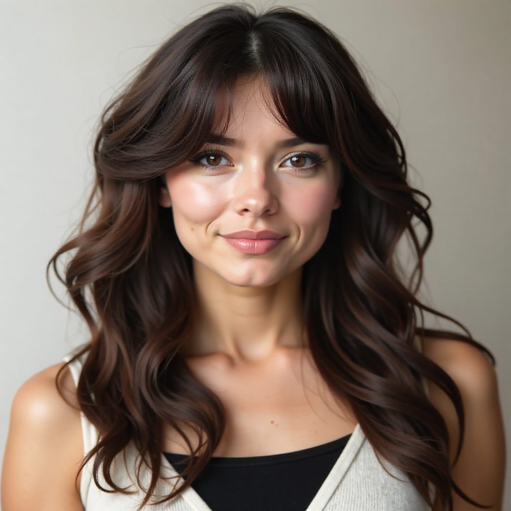 Natural Looking Tousled Waves with Bangs