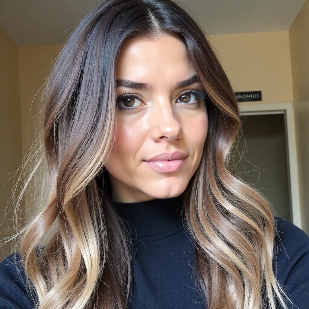 Cool Toned Face Framing Highlights for Round Face