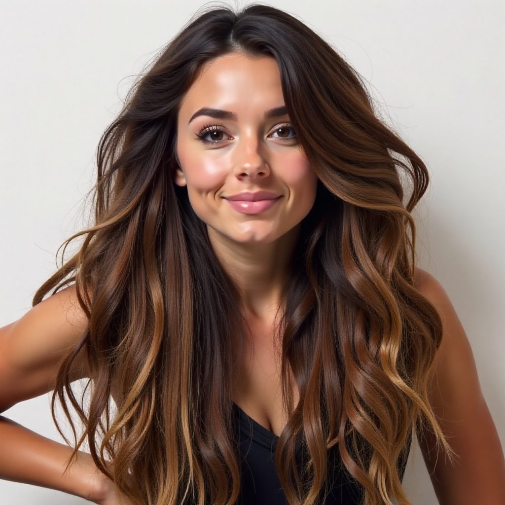 Tousled Wavy Hair with Highlights