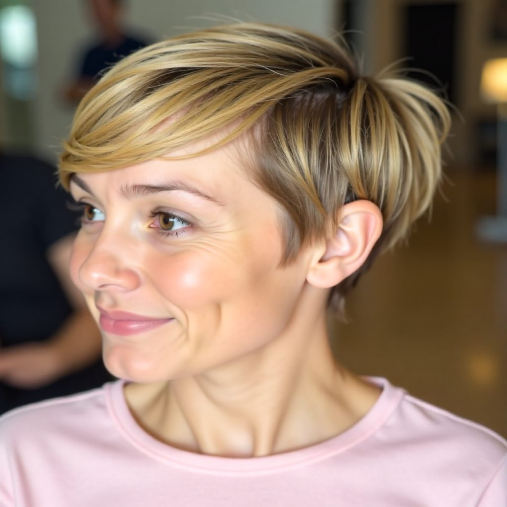 Short Edgy Pixie for Sagging Skin