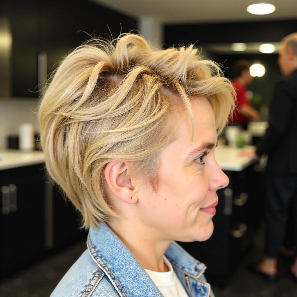 Stylish Layered Bixie Cut for Double Chin