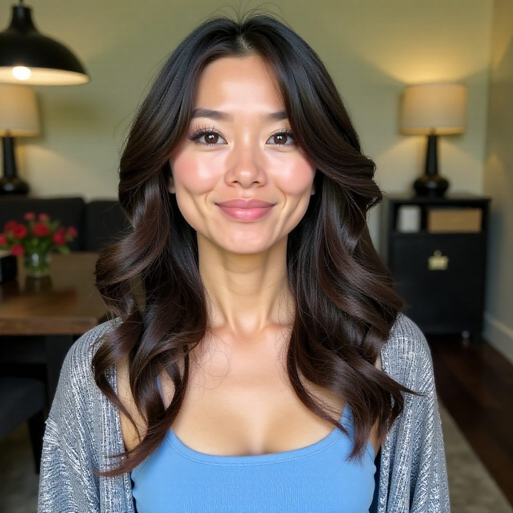 Long Layered Hair for Triangular Face