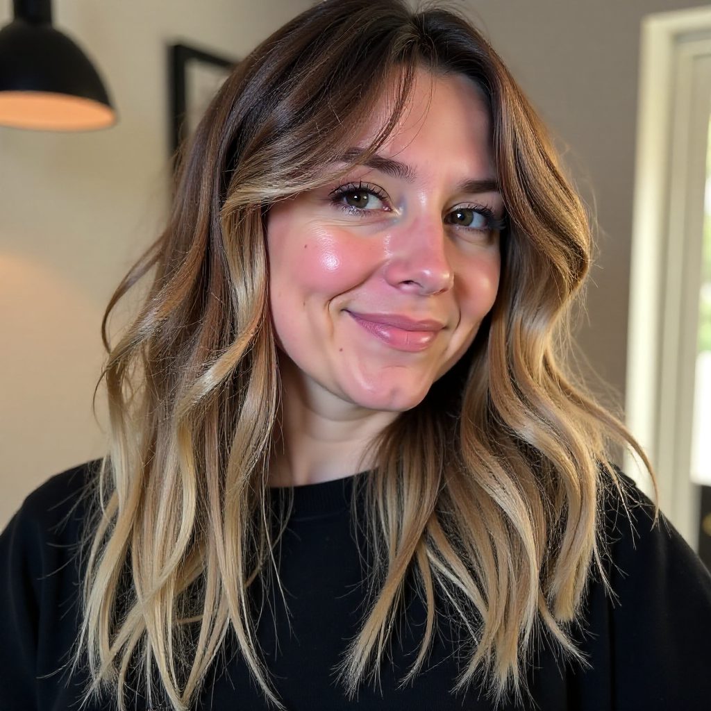 Long Layered Hair with Elongated Bangs