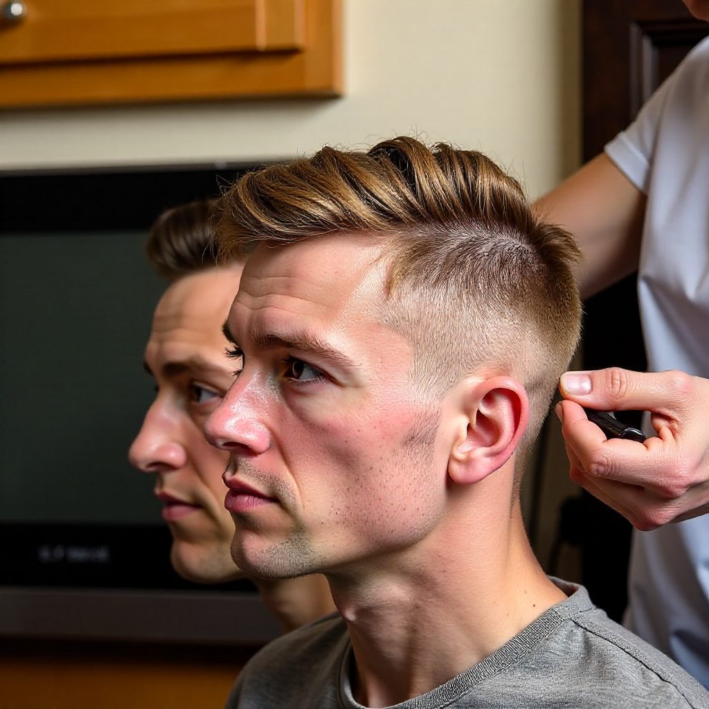 Sleek Crew Cut with a Side Part