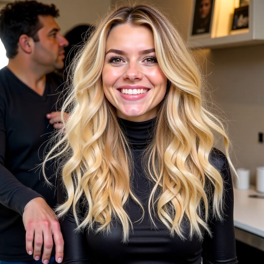 Loose Waves and Layered Bangs