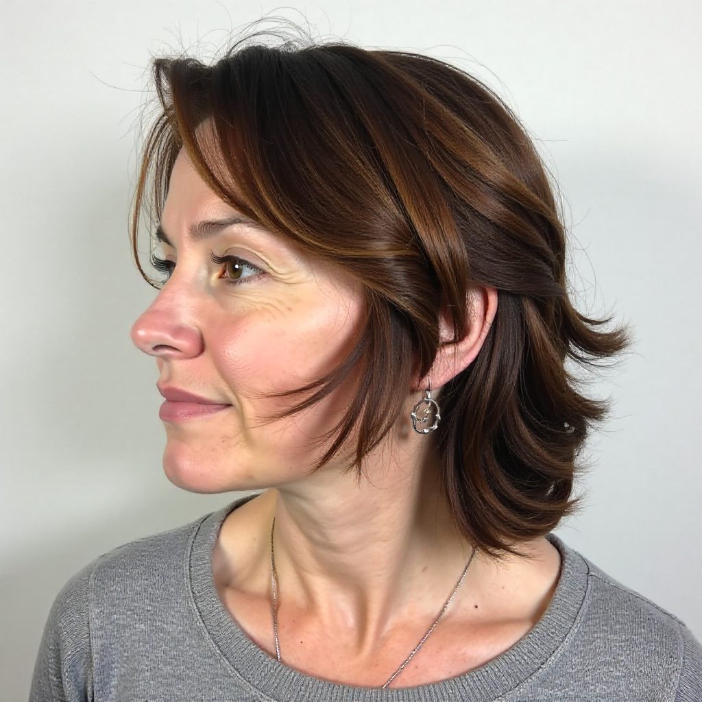 Neck Length Layered Style for Saggy Jawline