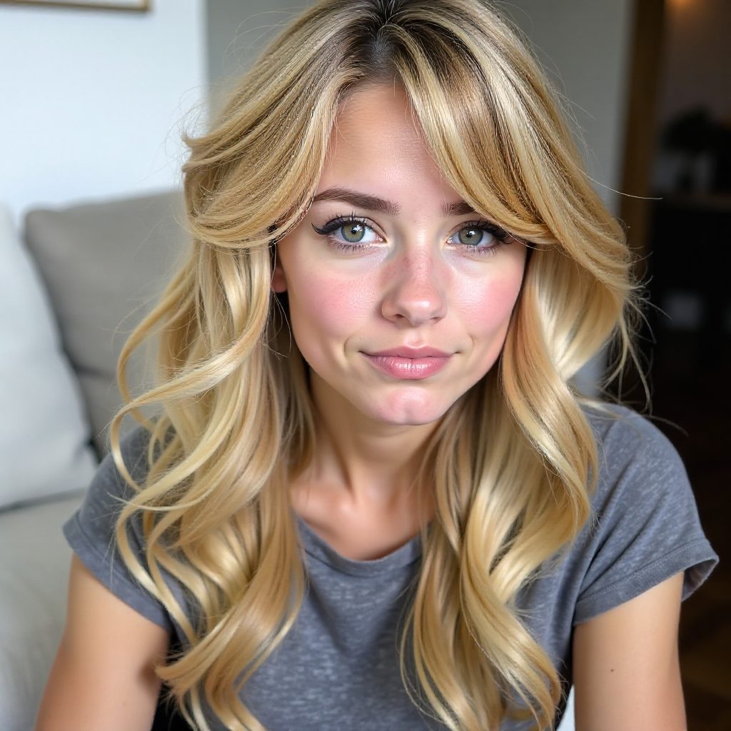 Long Shaggy Haircut with Bangs