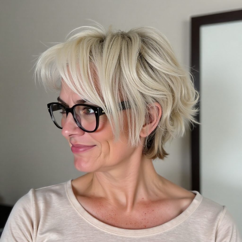 Airy Curly White Bob for Older Women