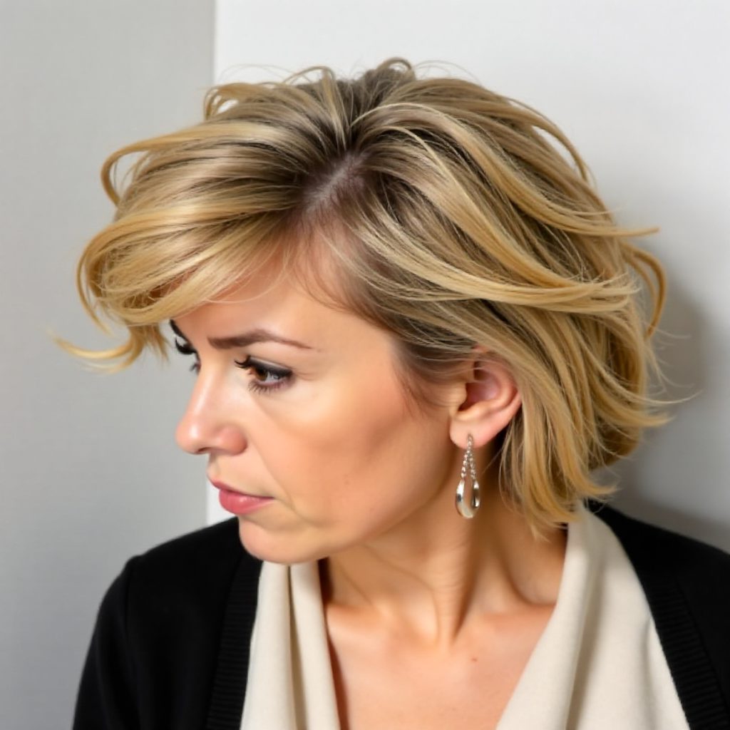 Shaggy Blonde Bob for Curly Hair