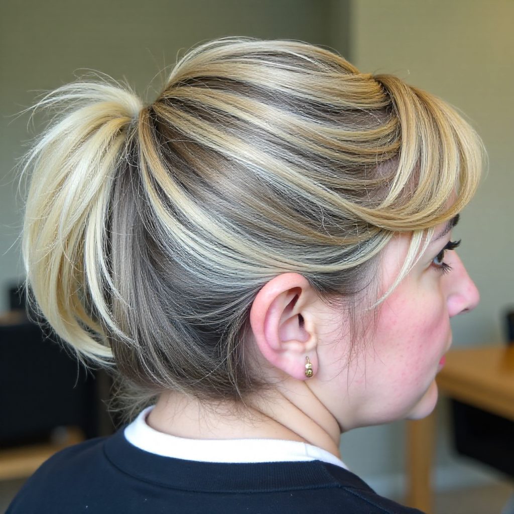 Blonde Highlights for Gray Curly Bob