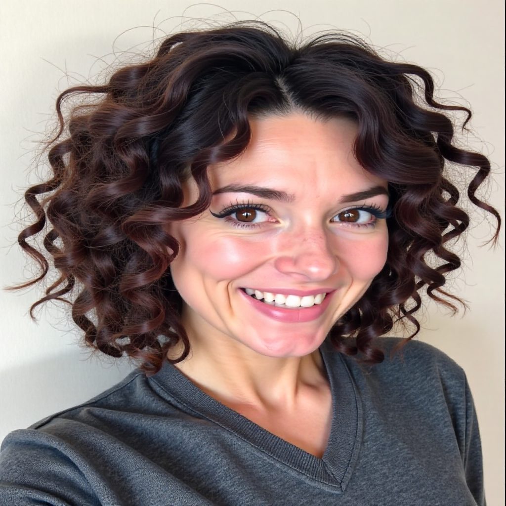 Neck Length Voluminous Curly Bob