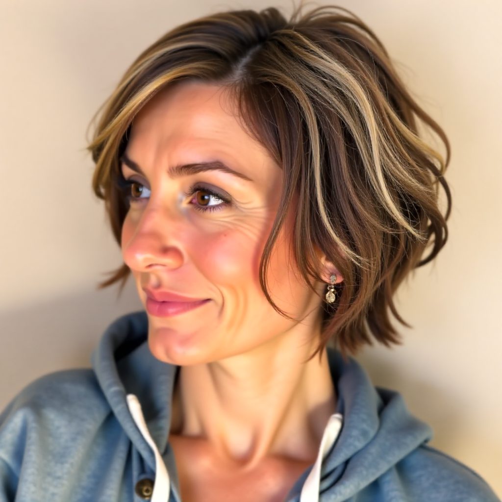 Chin Length Curly Cut with Micro Bangs