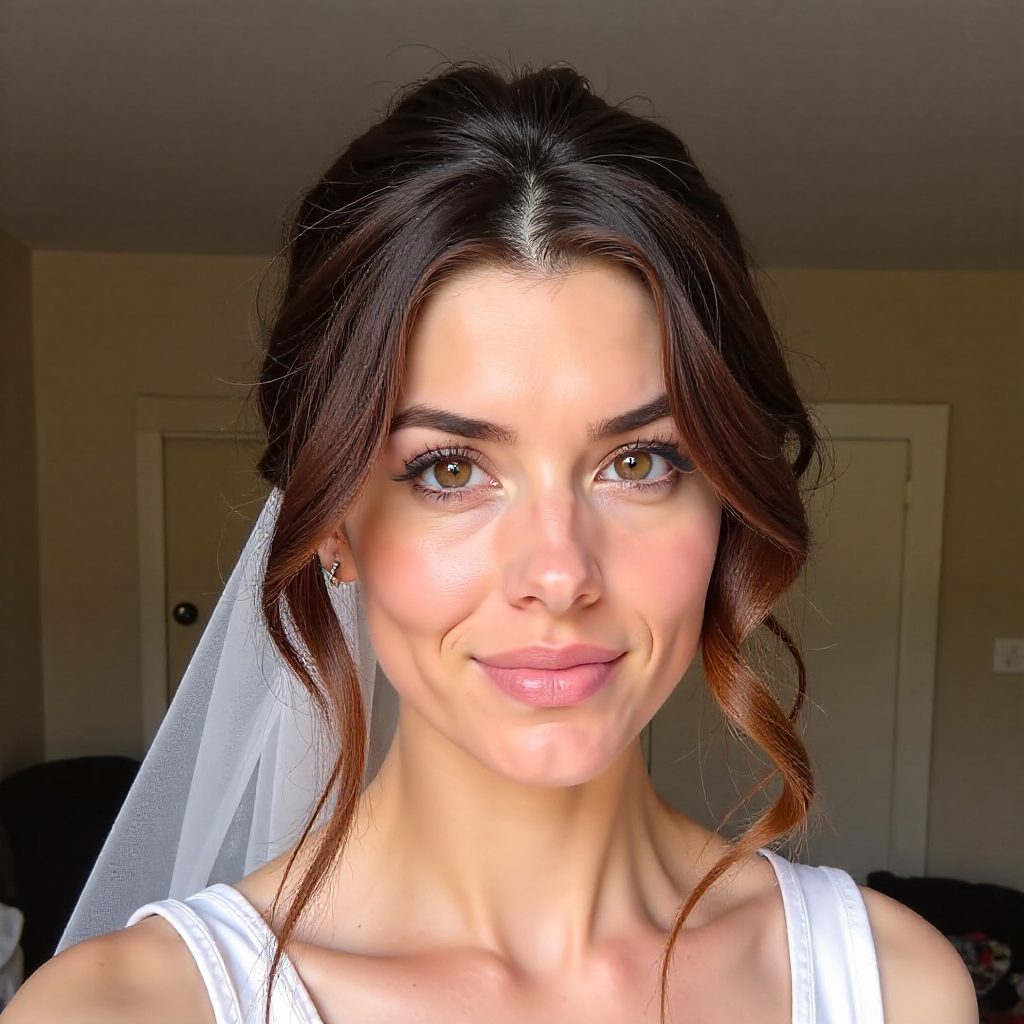 Charming Tousled Updo for Round Face