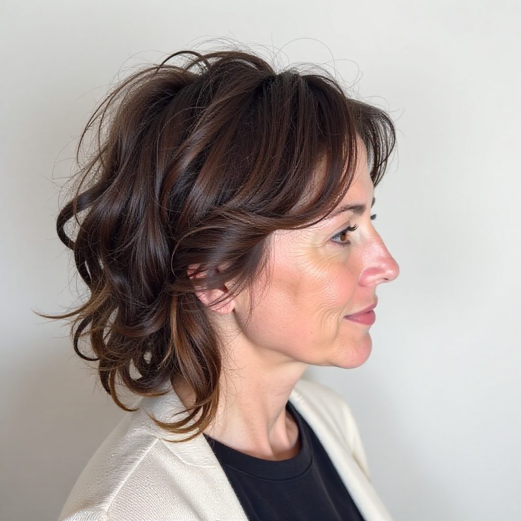 Chic Permed Bob with Layers and Bangs