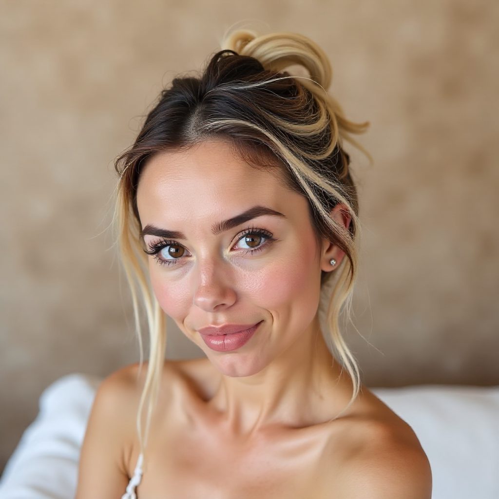 Face Framing Locks High Bun Style for Round Face Shape