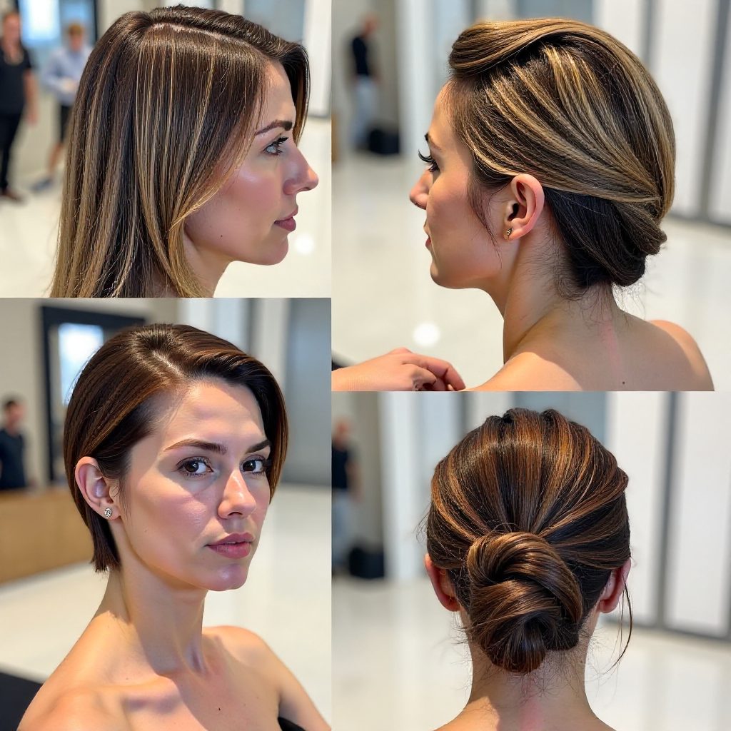 Short Natural Hair with Copper Highlights