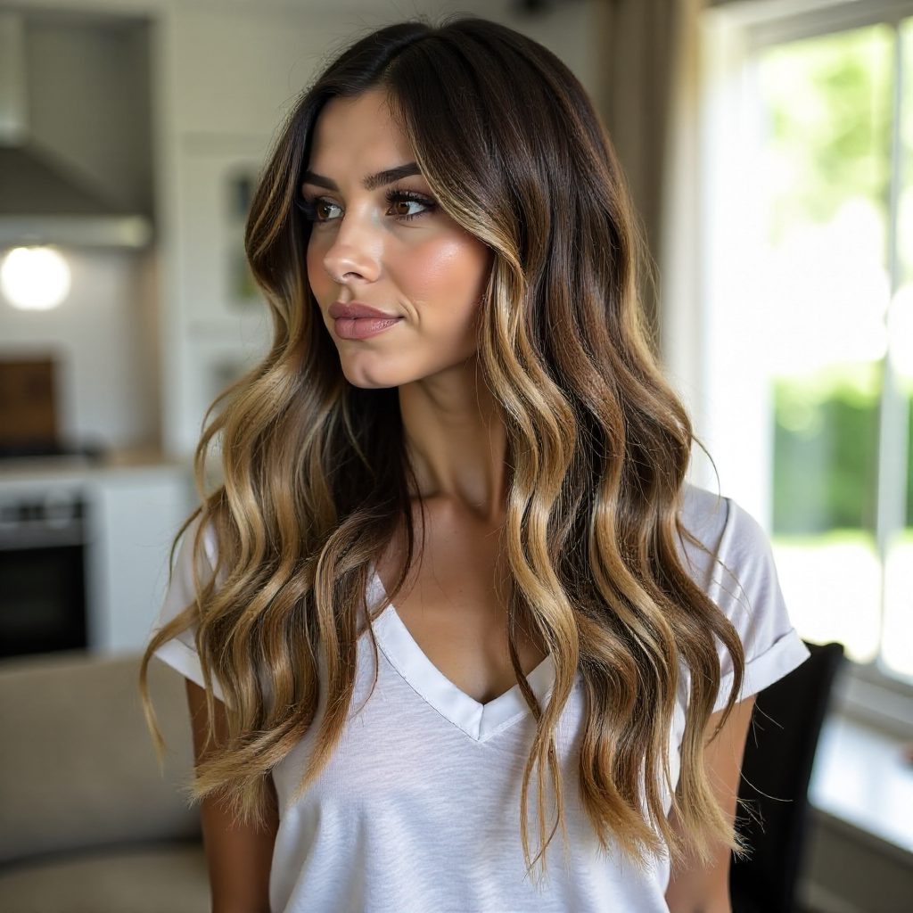 Chocolate Brown Hair with Spiced Highlights