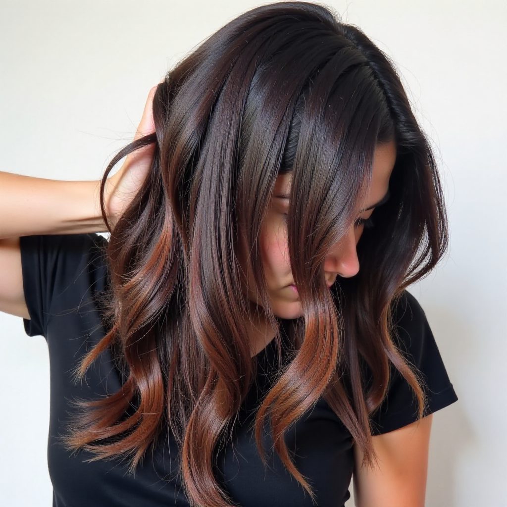 Auburn Brown Balayage on Dark Hair