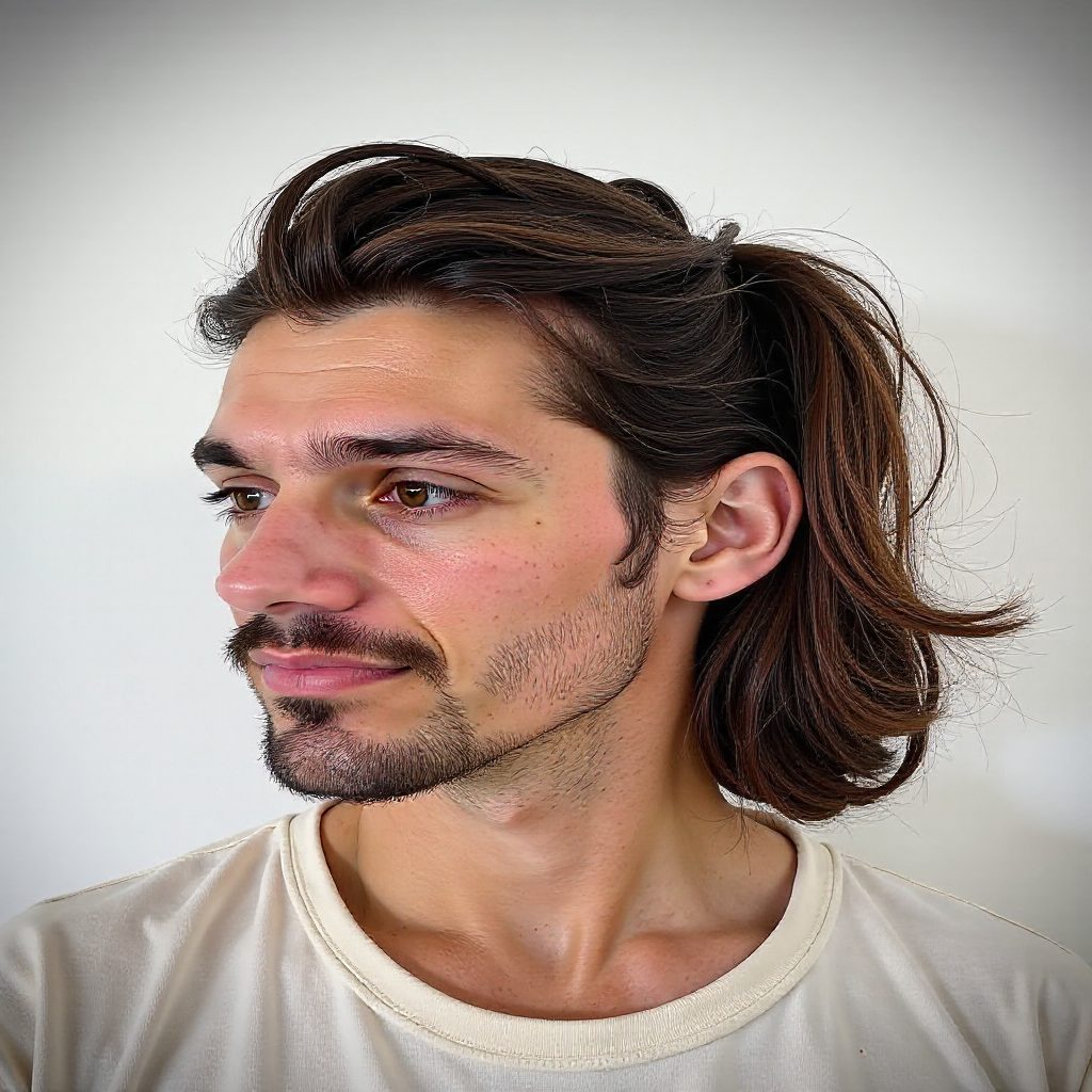 Slick Back Naturally Curly Hair Men