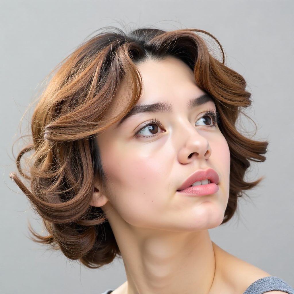 Middle Part Medium Curls for Men