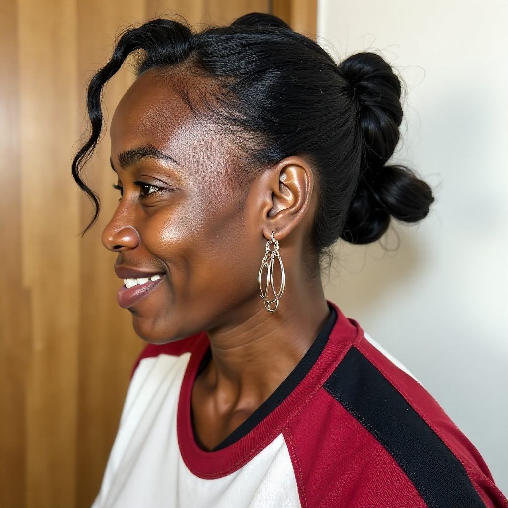 Braided Hairstyle with Bantu Knots