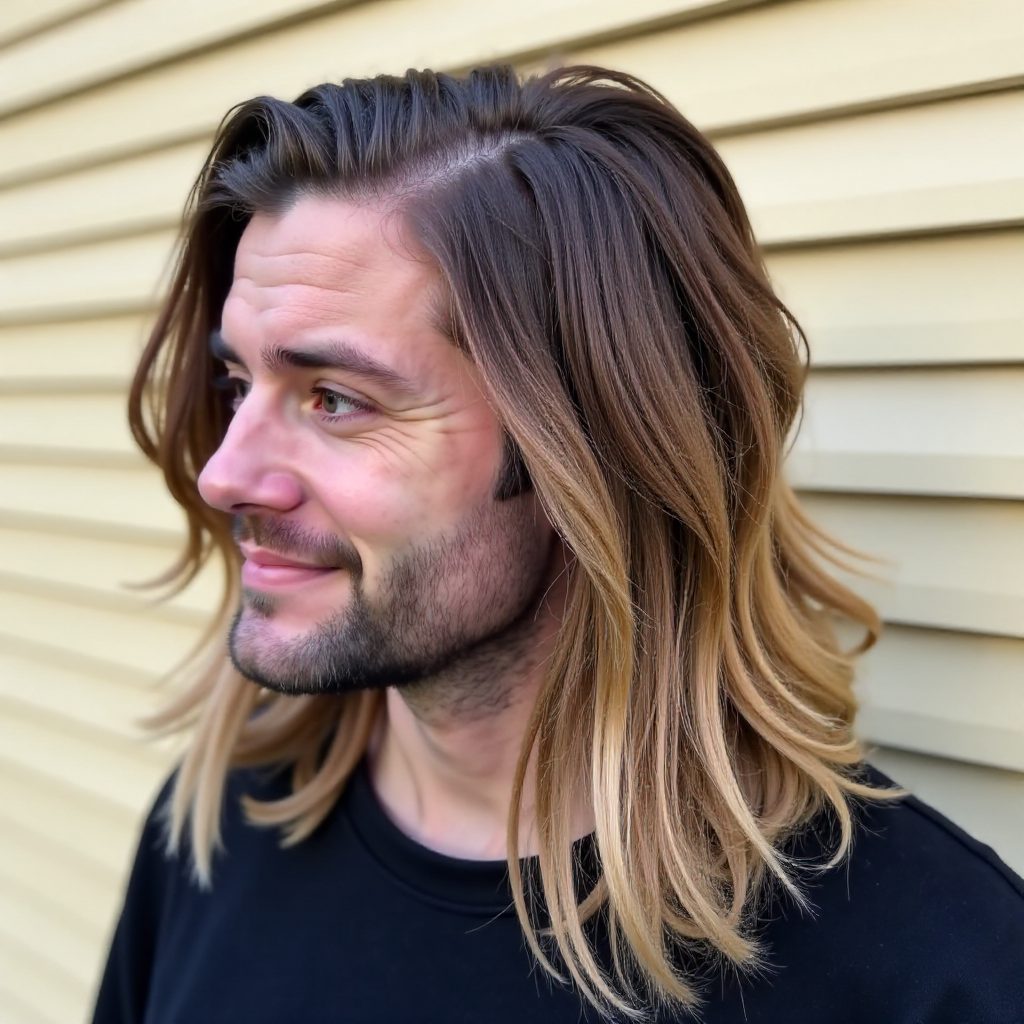 Bronde Balayage on Long Hair for Men