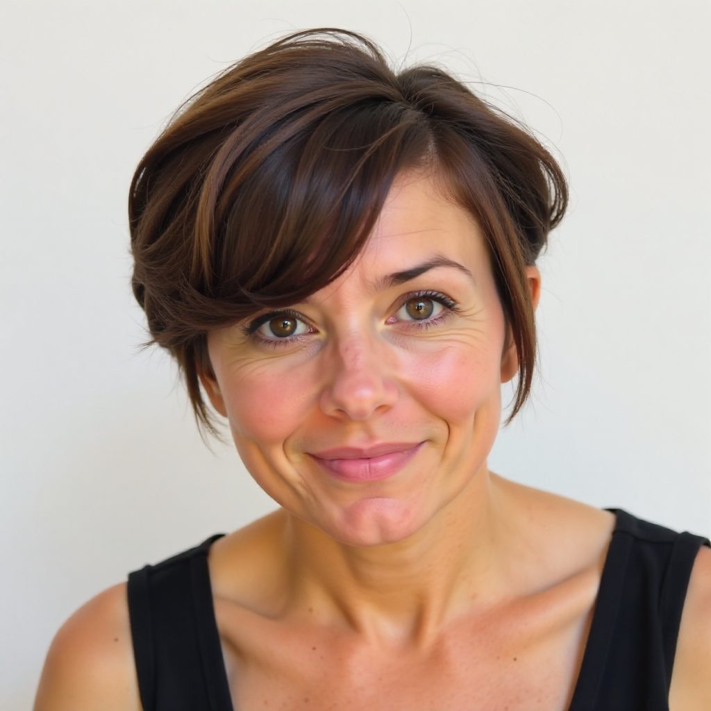 Long Combover Pixie for Round Face Shapes