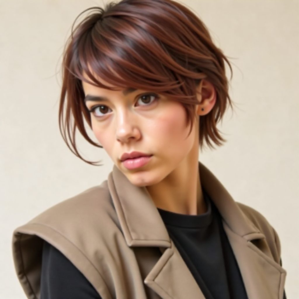 Pixie Bob with Wispy Bangs for Women with Thin Hair and Round Face