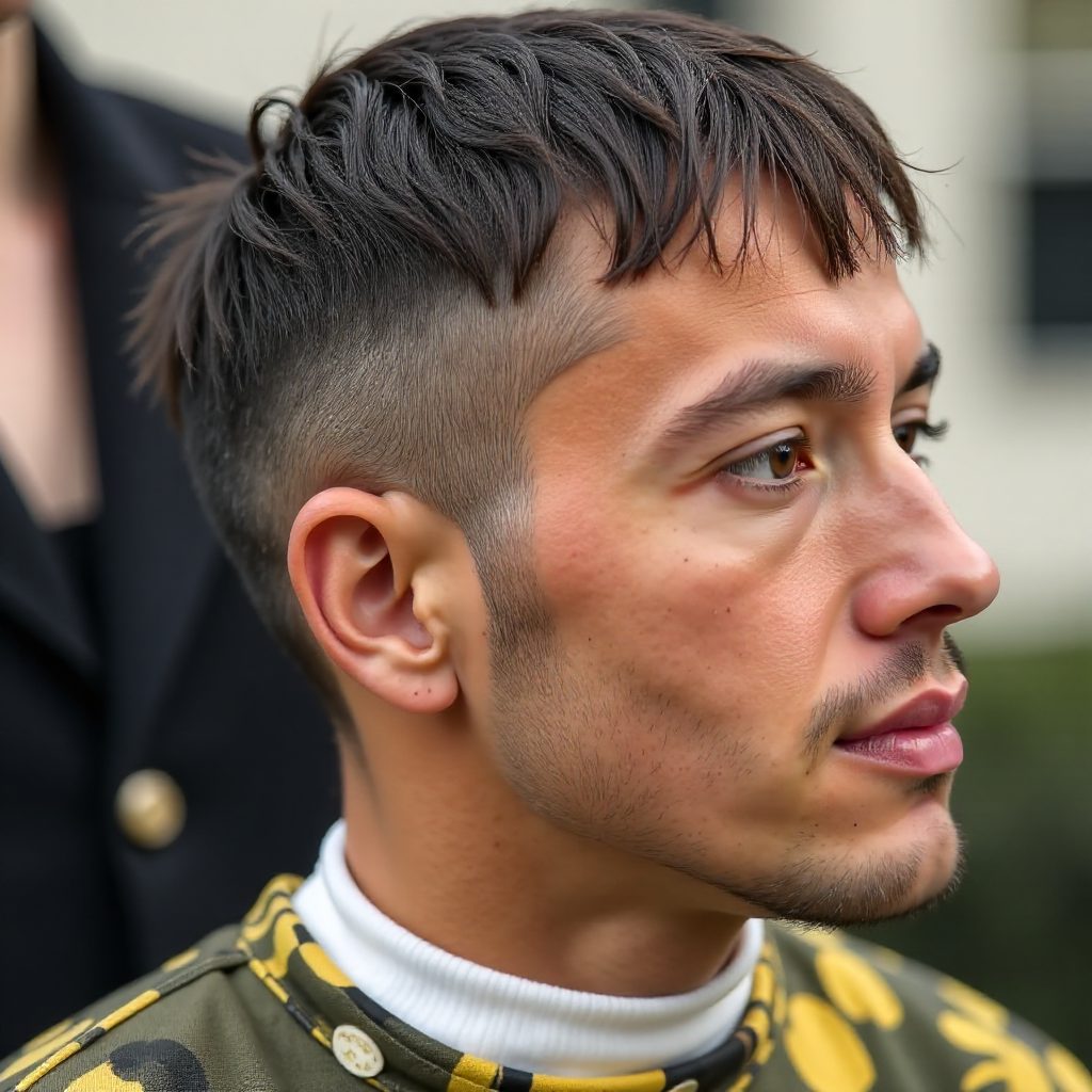 High Taper Fade Curly Hair Black Male