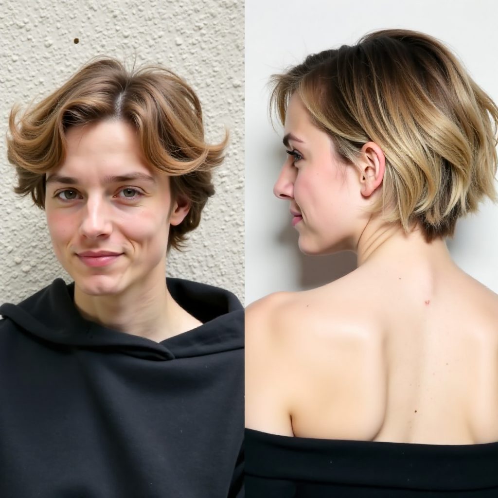 Slimming Messy Pixie Bob with Wispy Bangs
