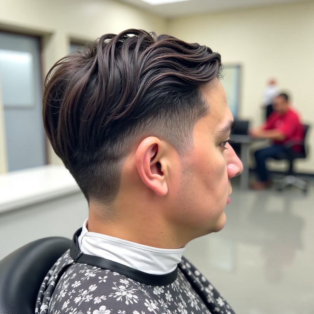 Low Fade Slick Back Hair