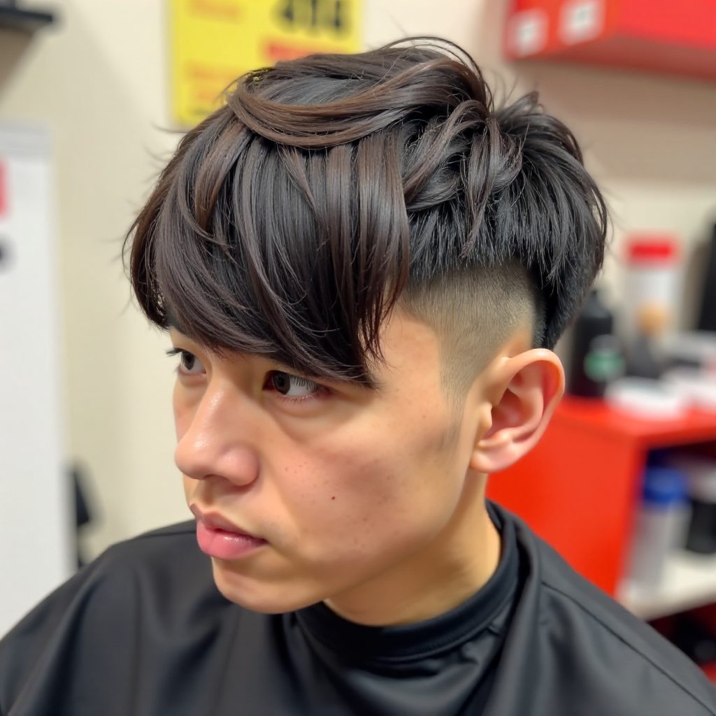 Asian Undercut Design Mullet